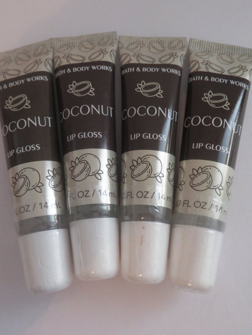 Bath & Body Works Set of 4 COCONUT Lip Glosses, NWT